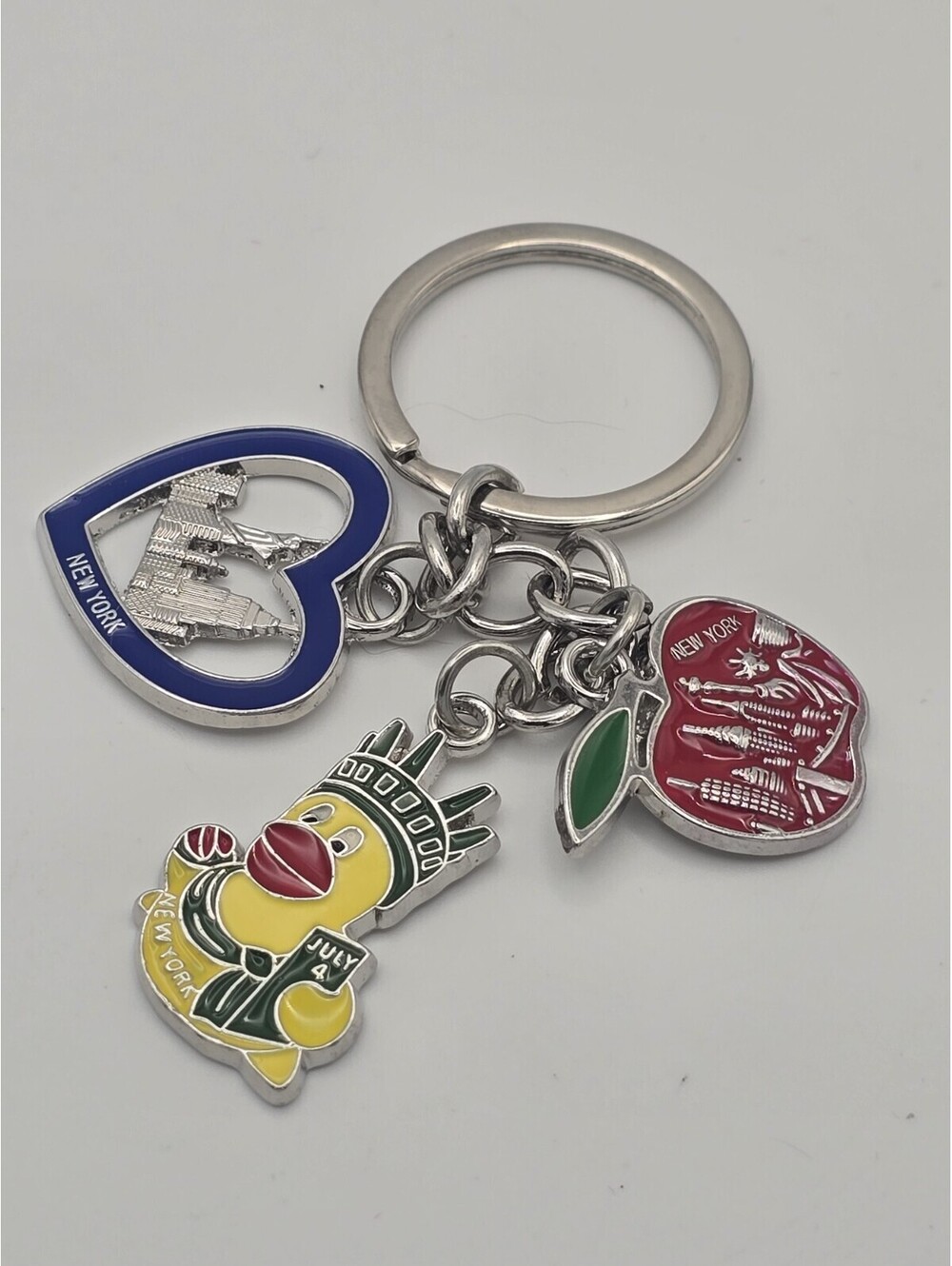 New York City Keychain Statue Of Liberty July 4th Duck Apple Heart Metal